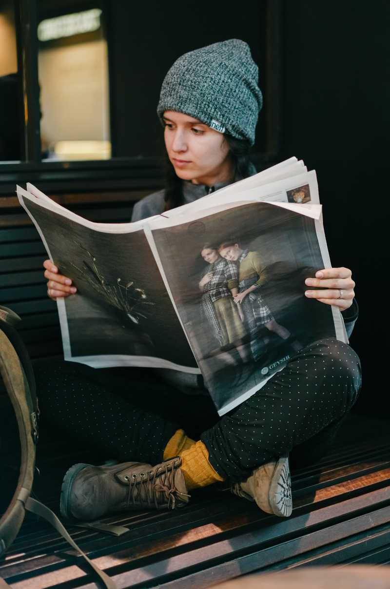 Woman reading the news