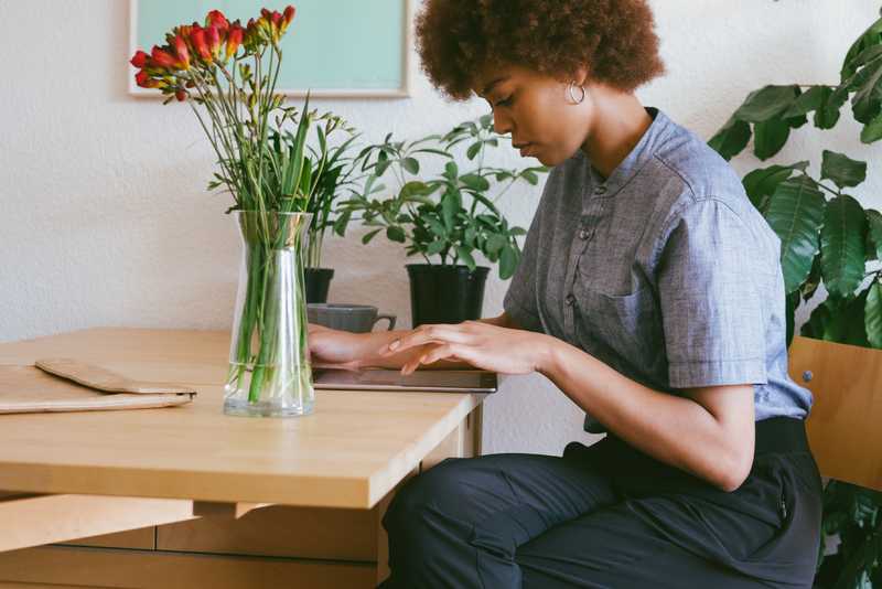 Woman reading tablet