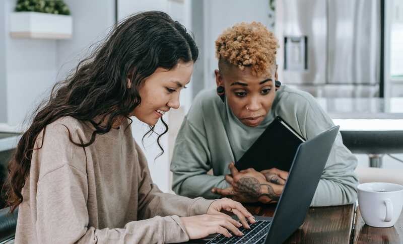 Women looking at computer