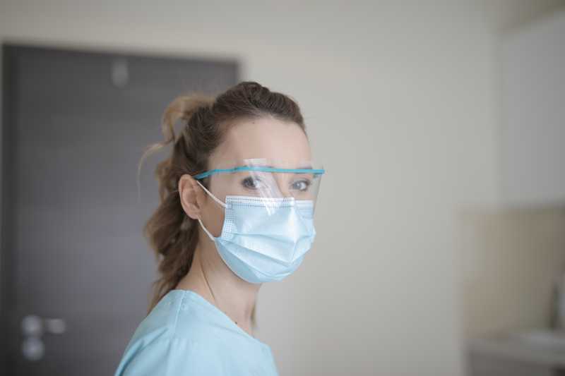 Woman in face mask