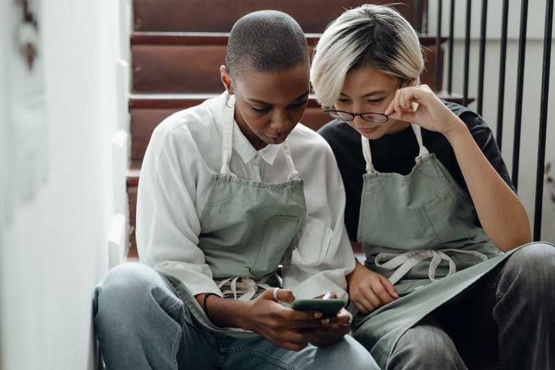 Women reading phone